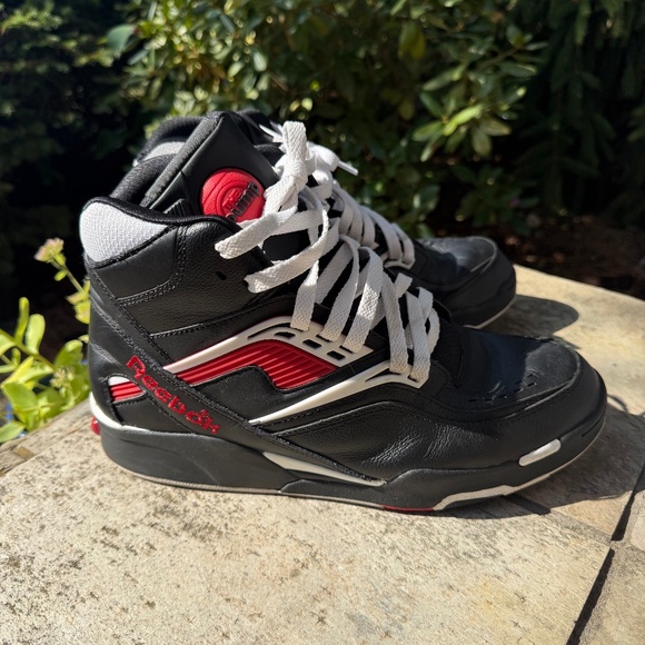 2013 Sz 10 Men’s Reebok Twilight Zone Pump Black Red White Basketball Retro. - Picture 1 of 11
